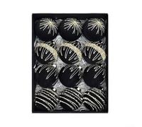 Lot de 12 boules de Noël en velours floqué à suspendre - 8 cm - Résistantes aux rayures - Décoration de Noël pour arbres et portes (noir)