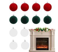 Lot de 12 boules de Noël en velours floqué - Décoration de Noël décorative - Pour festival, bureau, escalier, rebord de fenêtre, cheminée, mur, jardin, arrière-cour, salle d'étude