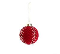 Lot de 12 boules de Noël en velours floqué pour arbre et autres espaces de décoration de vacances avec cordes de suspension (rouge et blanc)