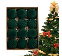 Lot de 12 Boules De NoëL en Velours Incassables, Flocage Boules Suspendues De 8 Cm, Boule De Noel, pour Sapin De Noëls, Décorations De Noëls À Suspendre
