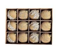 Lot de 12 Boules de Noël en Velours Kaki, Boules de Noël floquées, incassables, Boules de Noël à Paillettes, Pendentif décoratif pour Sapin de Noël
