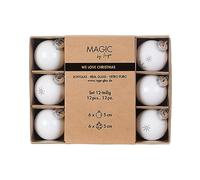 Lot de 12 boules de Noël, en verre, 5 cm, dans une boîte en carton, blanc - Just White