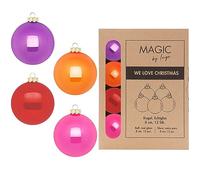 Lot de 12 boules de Noël en verre - 8 cm - Dans une boîte en carton - Multicolore