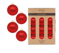Lot de 12 boules de Noël en verre - 8 cm - Mat et brillant - Boules de Noël pour Noël - Décoration de Noël et décoration de sapin de Noël - Rouge moderne