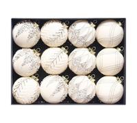 Lot de 12 Boules De NoëL Floquées De 8 Cm, à Suspendre, DéCorations Délicates sur Le Thème De NoëL pour La Décoration de La Maison Ou des Fêtes (A)