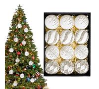 Lot de 12 boules de Noël floquées en velours pour sapin de Noël, décoration d'intérieur pour espaces extérieurs, table, fête, intérieur, cuisine, bureau, mur, jardin, terrasse