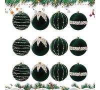 Lot de 12 boules de Noël floquées incassables 6 cm | Finition floquée incassable, lot de 12 pièces, idéal pour les appartements, les écoles, les jardins, les cours