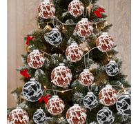 Lot de 12 boules de Noël imprimées en cuir de vache de l'Ouest - Boules de Noël pour sapin de Noël - Boules de Noël pour sapin de Noël, cheminée, décoration d'intérieur