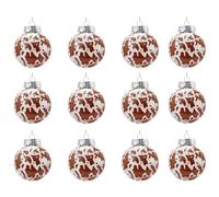 Lot de 12 boules de Noël imprimées en cuir de vache de l'Ouest - Boules de Noël pour sapin de Noël - Boules de Noël pour sapin de Noël, cheminée, décoration d'intérieur