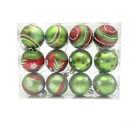 Lot de 12 boules de Noël peintes à la main avec des motifs uniques, y compris des flocons de neige, des pois et des arbres de Noël pour la décoration saisonnière de la maison (A)