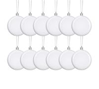Lot de 12 boules de Noël plates à peindre blanches - Boules décoratives blanches vierges pour bricolage et dessin - Pour cour, jardin, terrasse, mariage, rebord de fenêtre intérieur