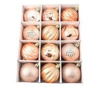 Lot de 12 boules de Noël pour décoration de sapin, taille 6 cm, matériau PET, pour fête de vacances et cérémonie de mariage, décoration à suspendre ()