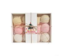 Lot de 12 boules de Noël pour sapin de Noël et couronne - Deux designs uniques (rose, jaune, blanc)