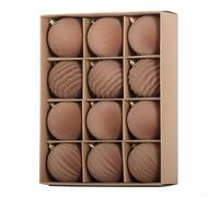 Lot de 12 boules de Noël pour sapin de Noël et décorations saisonnières, comprend des boules texturées floquées en deux tailles pour créer un décor festif chaleureux et accueillant (café de 8 cm)