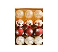 Lot de 12 boules de Noël pour sapin et décoration de vacances en plastique et mécanismes de suspension sécurisés