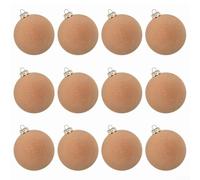Lot de 12 boules de Noël rondes floquées à suspendre au sapin de Noël, cérémonie de mariage, fête prénuptiale, décoration de la maison et du jardin (F)