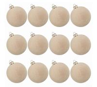 Lot de 12 boules de Noël rondes floquées à suspendre au sapin de Noël, cérémonie de mariage, fête prénuptiale, décoration de la maison et du jardin (G)