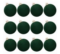 Lot de 12 boules de Noël rondes floquées à suspendre pour arbres, maison, jardin, cérémonie de mariage (H)