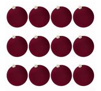 Lot de 12 boules de Noël rondes floquées de 6 cm pour décorations de sapin de Noël, décorations de vacances, boules festives rondes, HibernalParty (D)