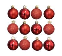 Lot de 12 boules de Noël rouges assorties | 5 cm de diamètre | Décorations pour sapin de Noël | Décorations de Noël rouges | Décorations Chrismtas à suspendre | Boules de Noël | Boules de Noël |