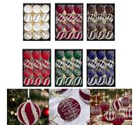 Lot de 12 boules de Noël scintillantes de 8 cm pour décoration de sapin, décorations en plastique floqué pour améliorer les fêtes saisonnières dans les maisons et les espaces événementiels (XM0167S