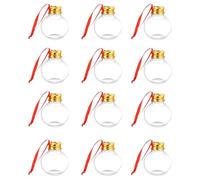 Lot de 12 boules de Noël transparentes à remplir - Boules rondes avec couvercle de fermeture - Pour la maison, le salon, le restaurant, le centre commercial, le mariage