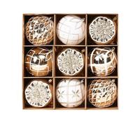 Lot de 12 boules de Noël transparentes peintes à la main - Décorations de style rustique pour sapin de Noël, mariage, maison, centre commercial et magasin de détail (blanc champagne)