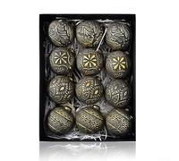 Lot de 12 boules de Noël vintage avec motifs en relief pour décoration à suspendre dans les maisons et les fêtes (C)