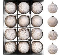 Lot de 12 boules de Noël vintage de 8 cm, style antique (Palladium)
