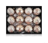 Lot de 12 boules de Noël vintage en plastique doré et blanc à suspendre, taille 8 cm, pour sapin de Noël, couronnes, guirlandes, décoration de vacances (marron)