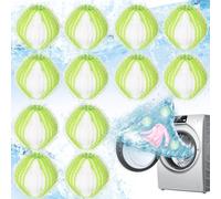 Lot de 12 boules de peluches réutilisables pour enlever les poils d'animaux de chat - Machine à laver - Pour enlever les poils d'animaux - Vert