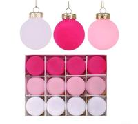 Lot de 12 boules de sapin de Noël en velours avec couvercles en métal et cordes de suspension, légères et durables pour décoration de vacances et de fête (C)