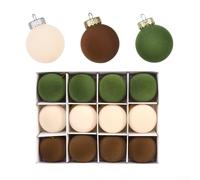 Lot de 12 boules de sapin de Noël en velours léger pour décoration de Noël (D)