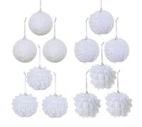 Lot de 12 boules décoratives de Noël à suspendre avec détails en dentelle, matériau en mousse, parfait pour arbre et décoration saisonnière de la maison ou du commerce