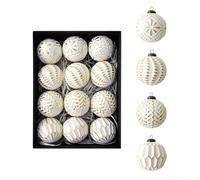 Lot de 12 boules décoratives de Noël antiques de 8 cm de diamètre - Style rétro à suspendre - Convient pour les arbres et les fenêtres commerciales (doré)