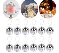 Lot de 12 boules disco miroir, boules miroir de 2cm, petites boules disco argentées, décorations pour arbre de Noël, boules disco, effets de lumière, décorations de fête, fêtes à thème (2cm (12 pcs))