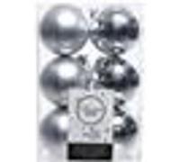 Boules de Noël - Alpine - Lot de 12 - Argent - Plastique - D60 mm