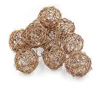 Lot de 12 boules en rotin naturel à suspendre pour décoration de fête de mariage - 8 cm