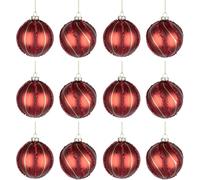 Lot de 12 Boules en Verre de 80 mm à Suspendre pour Sapin de Noël