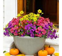 Lot de 12 bouquets de fleurs artificielles d'extérieur en plastique aspect réel pour fête de mariage, centre de table, décoration d'intérieur, ne se décolore pas et résiste aux UV pour vase, jardin
