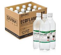 Lot de 12 bouteilles de bioéthanol d'1 L, combustible écologique naturel et inodore, pour cheminée au bioéthanol