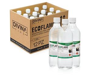 Lot de 12 bouteilles de bioéthanol d'1 L, combustible écologique naturel et inodore, pour cheminée au bioéthanol