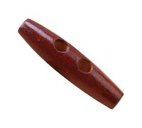 Lot de 12 boutons à bascule en bois naturel - Boutons de rechange à 2 trous en forme de corne d'olive - Boucle à coudre pour loisirs créatifs, accessoires de vêtements, marron-rouge, 60 mm