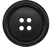 Lot de 12 boutons à coudre en résine noire de 18 mm | Attaches rondes à 4 trous pour travaux manuels, manteaux, vestes, blazers, réparations à faire soi-même et remplacement de vêtements | Durable