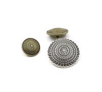 Lot de 12 boutons en métal sculptés en forme de fleur Argenté vieilli 25 mm