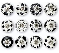 Lot de 12 boutons faits à la main en céramique avec motif assorti, peints à la main, pour la maison, la cuisine ou le bureau.