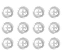 Lot de 12 boutons ronds à coudre blancs de 11 mm pour chemises, chemisiers, 4 trous, 18 L