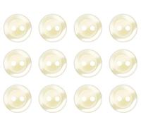 Lot de 12 boutons ronds à coudre en plastique blanc cassé naturel 11 mm pour chemises, chemisiers, plats, 2 trous, 18 L