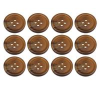 Lot de 12 boutons ronds en plastique à coudre en forme de corne synthétique pour manteaux, vestes, cardigans, 4 trous, marron foncé, 20 mm, 32 L