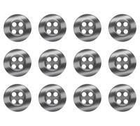 Lot de 12 boutons ronds en plastique à coudre pour chemises, chemisiers, 4 trous, gris, 11 mm, 18 L